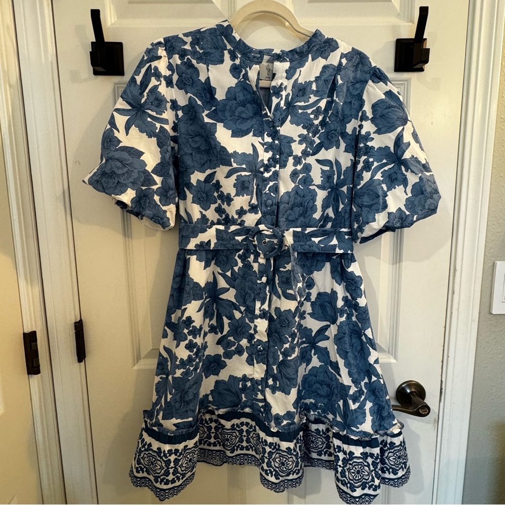 Joie Women’s Blue Floral Print Dress with Belt